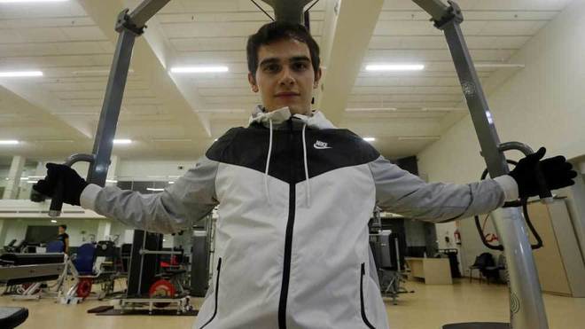 Bruno Hortelano trabajando en el gimnasio del CAR de Sant Cugat.