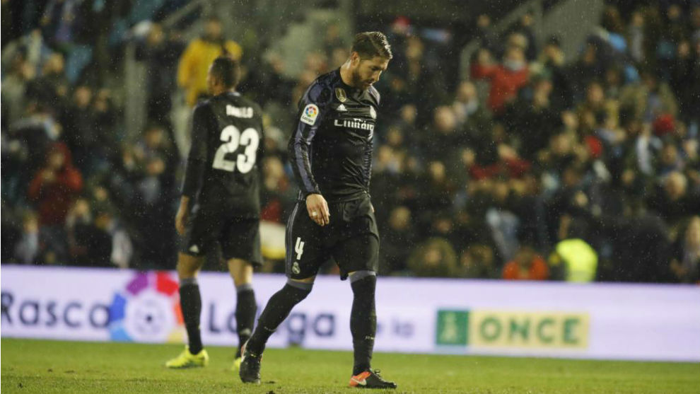 Ramos durante el choque de Copa ante el Celta en Balados