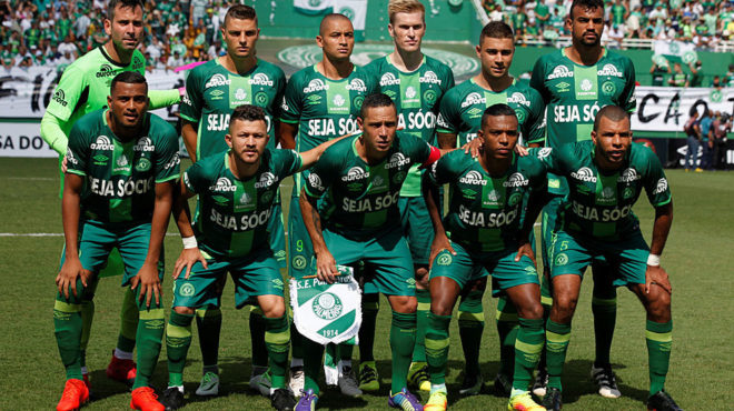 El once del Chapecoense que se enfrent al Palmeiras en un amistoso.