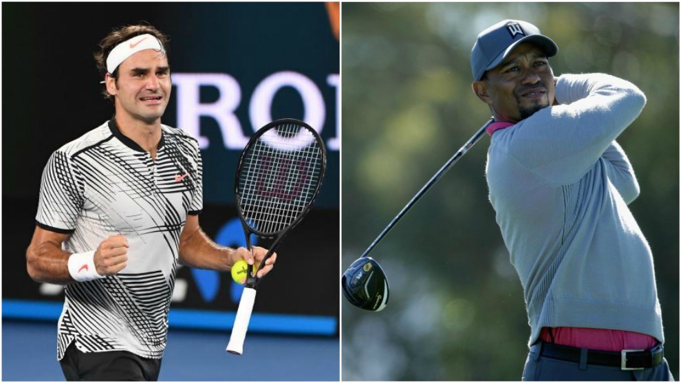 Roger Federer y Tiger Woods, dos mitos vivientes del deporte.