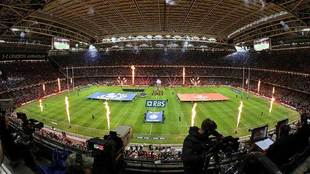 Espectacular imagen del Principality Stadium de Cardiff antes de un...
