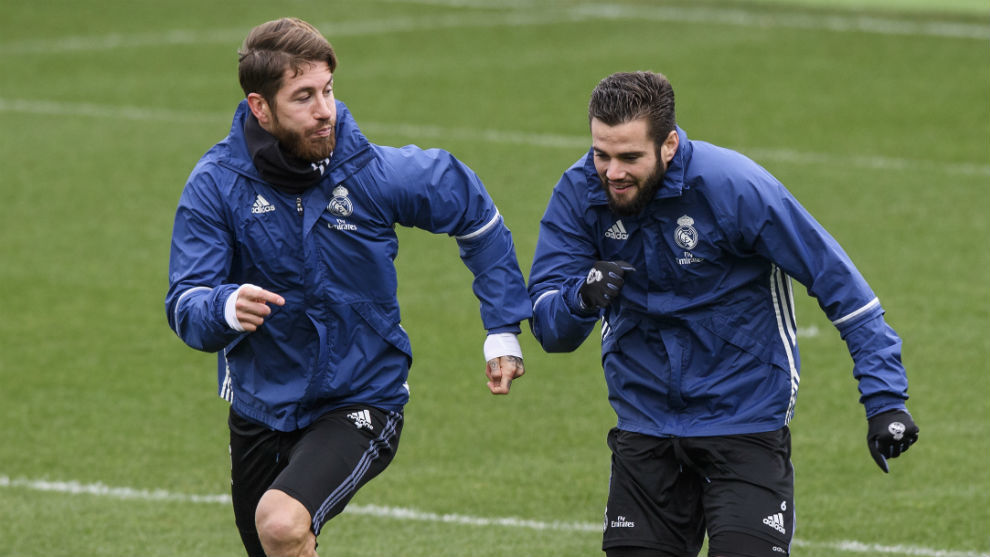 Ramos y Nacho en un entrenamiento