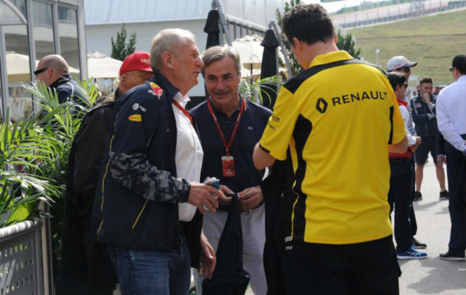 Niki Lauda, Helmut Marko, Carlos Sainz y Federico Gastaldi en el GP de...