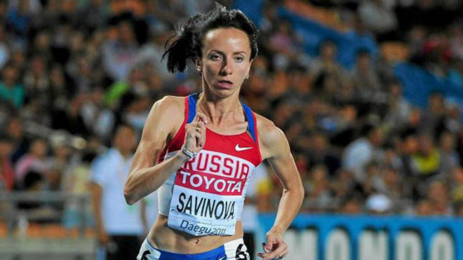 Mariya Savinova en la prueba de 800 metros del Mundial de Daegu.