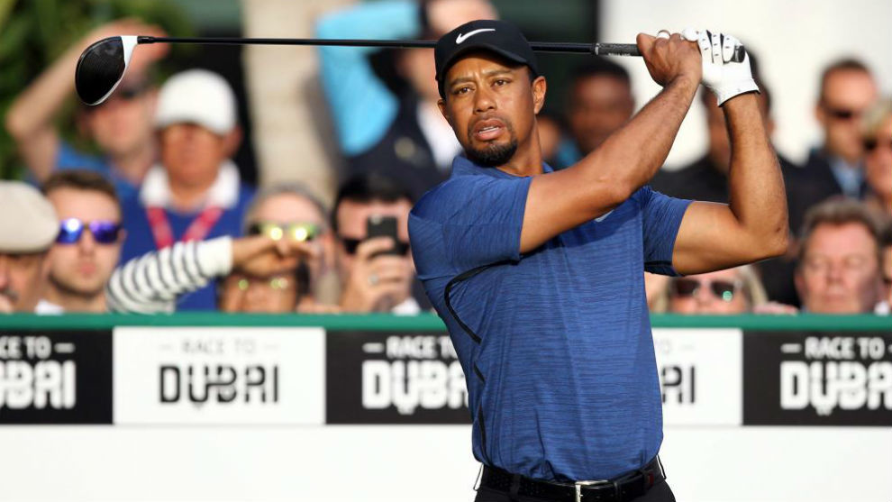 Tiger Woods, durante la primera jornada del Dubai Desert Classic.
