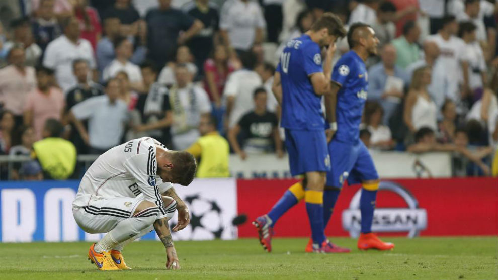 Ramos desconsolado tras caer eliminado por la Juventus en 2015