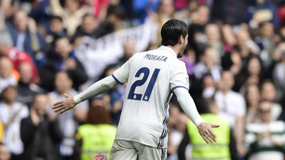 Álvaro Morata celebra el 1-0 ante el Espanyol