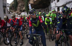 Alejandro Valverde antes de tomar la salida en la ltima etapa.