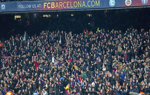 Aficionados del Barcelona en un encuentro en el Camp Nou.