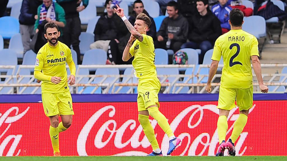 Samu Castillejo celebra el gol que dio la victoria al Villarreal en...