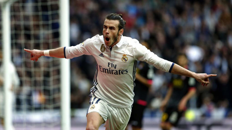 Bale celebrando su gol ante el Espanyol