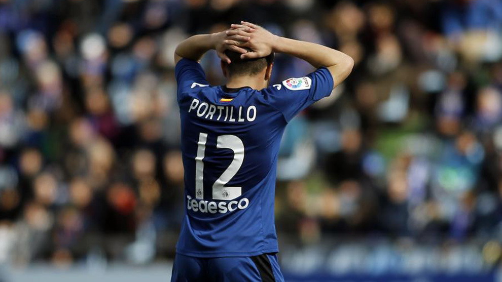 Portillo, durante el partido ante el Mallorca del pasado mes de enero.