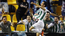 Alfaro celebra el gol que marc al Alcorcn en la primera vuelta.