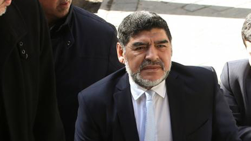 Maradona durante su visita a Madrid.