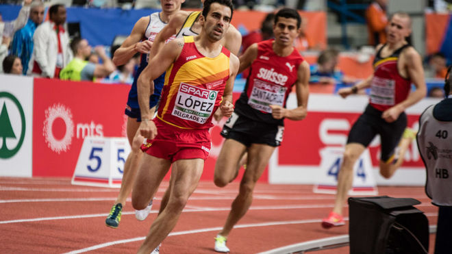 Kevin Lpez, durante su serie de los 800 metros