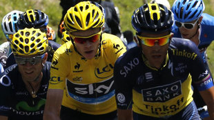 Valverde, Froome y Contador durante un Tour de Francia.