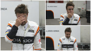 Alonso no pudo ocultar su gesto de preocupacin tras una nueva...