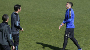 Reyes, en un entrenamiento con el Espanyol.