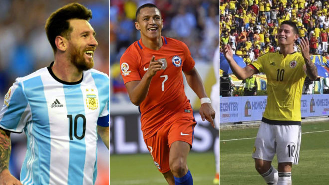 Messi, Alexis y James se juegan el Mundial