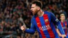 Messi celebra uno de sus tantos ante el Valencia