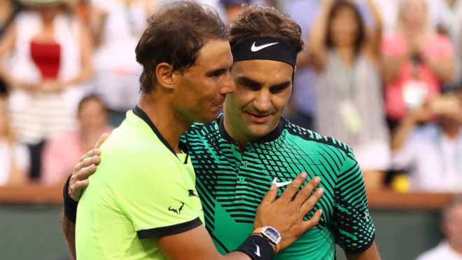 Nadal y Federer en la final de Indian Wells.