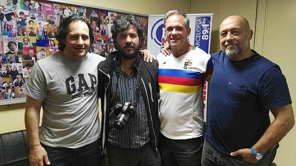 Omar Hasan, Diego Cuesta Silva y Diego Cash junto al cineasta Laureano...