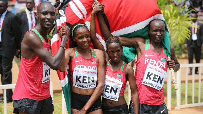 Kenia celebra el oro mundial en relevos.