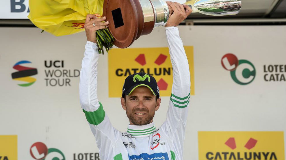 Valverde con el trofeo como nuevo campen de la Volta a Catalunya.