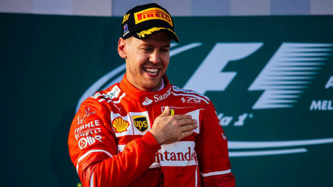 Vettel, en el podio de Albert Park.