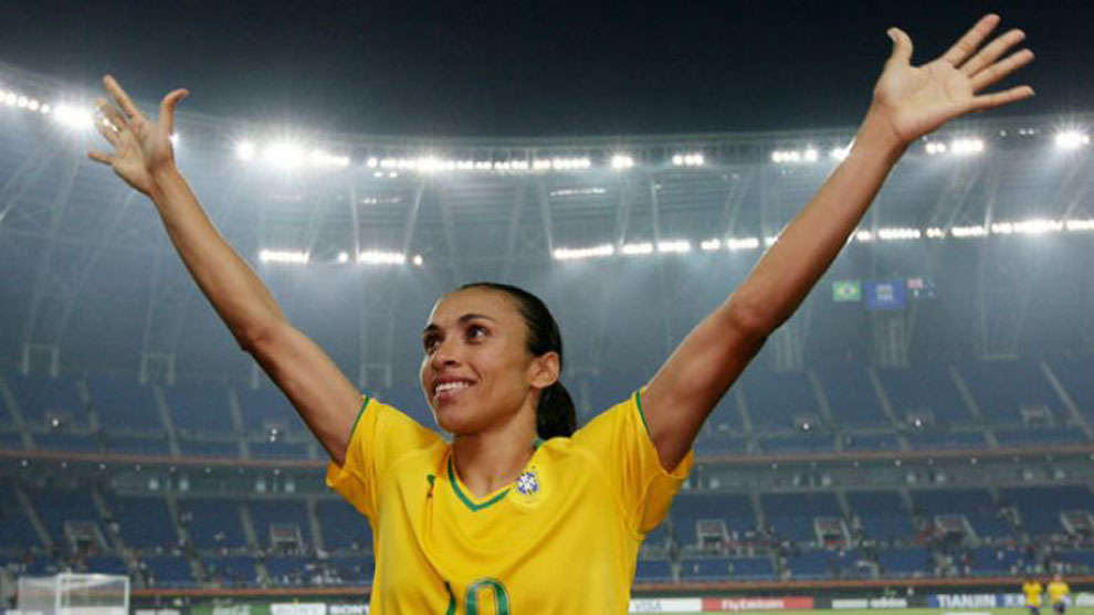 Marta con la camiseta de la seleccin brasilea
