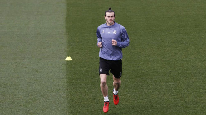 Bale, durante un entrenamiento de la presente temporada con el Madrid.