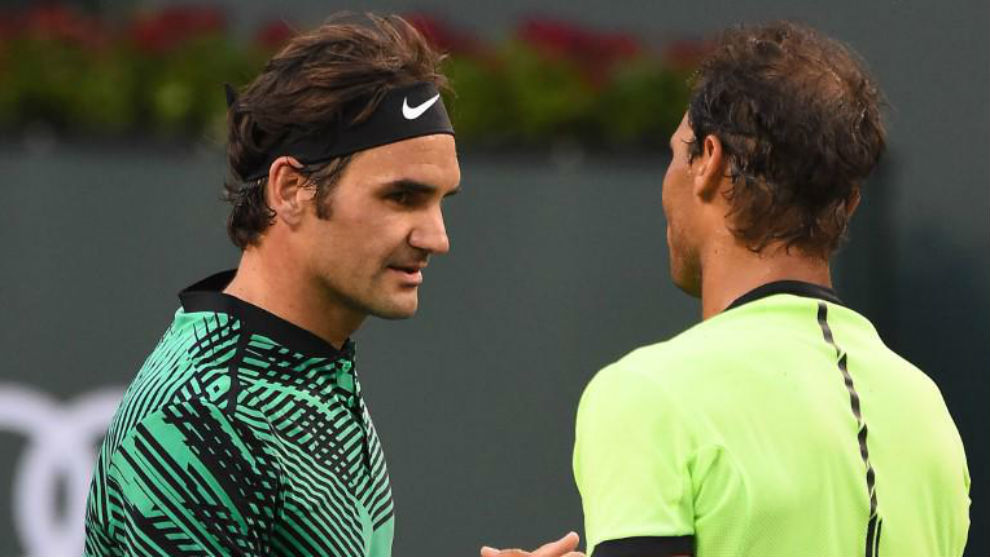 Federer y Nadal se saludan en la red