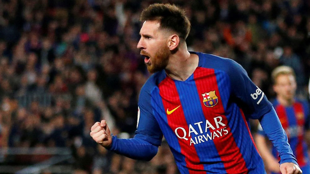 Messi celebrando un gol contra el Valencia