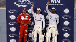 Vettel, Bottas y Hamilton, despus de la calificacin