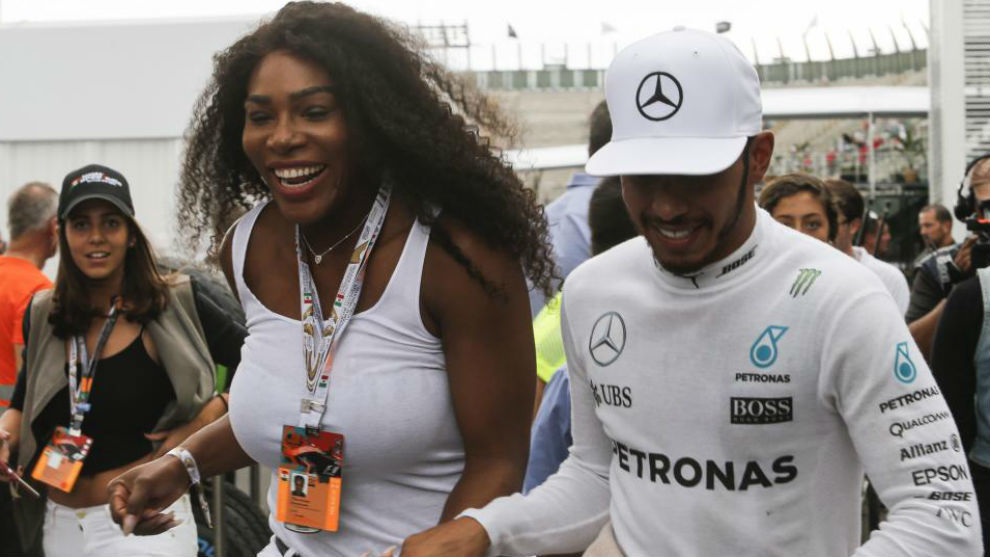Serena junto a Lewis Hamilton
