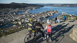 La vista de la ciudad de Bergen desde el Monte Floyen.