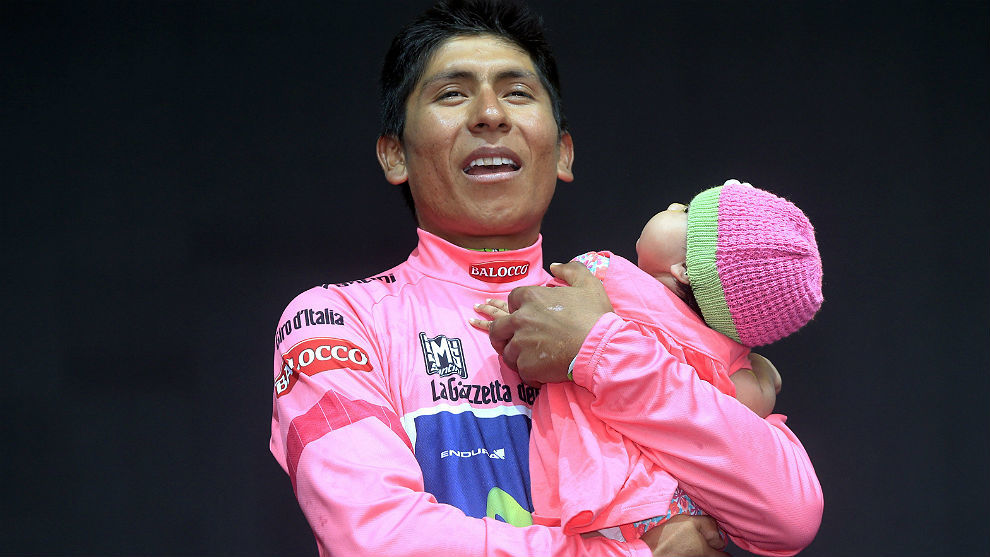 Nairo Quintana, hace tres aos en el podio final del Giro con...