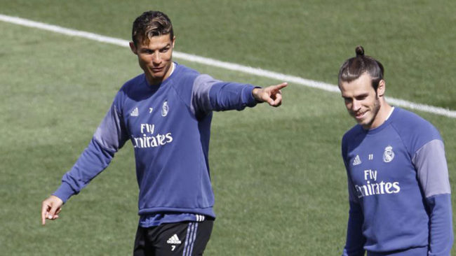 Cristiano y Bale, en el entrenamiento.