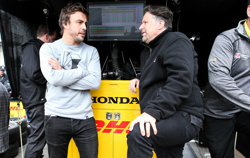 Alonso, con Michael Andretti en Alabama