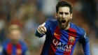 Messi celebrando el gol de la victoria en el Bernabu