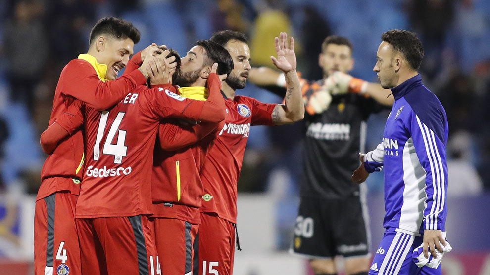 Jugadores del Getage celebrando un gol frente al Zaragoza
