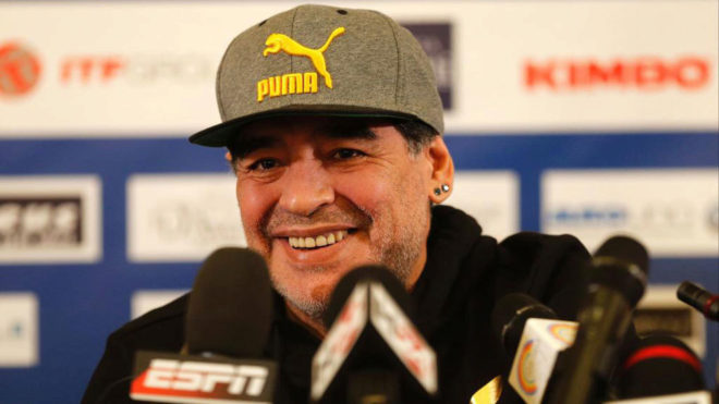 Maradona, en rueda de prensa.