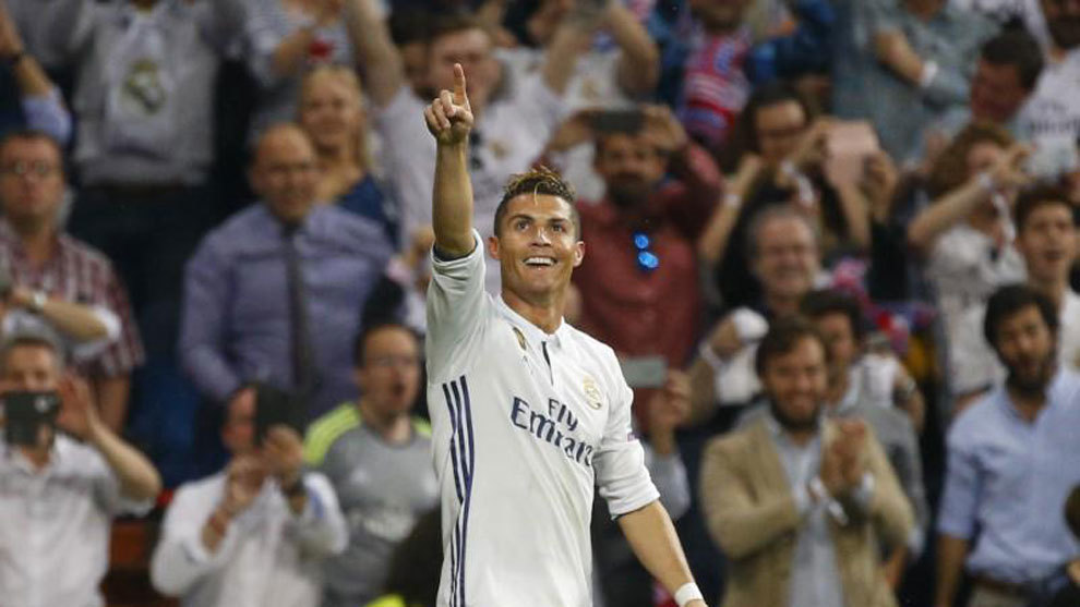Cristiano celebrando un tanto ante el Atltico de Madrid