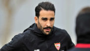 Adil Rami, en un entrenamiento con el Sevilla.