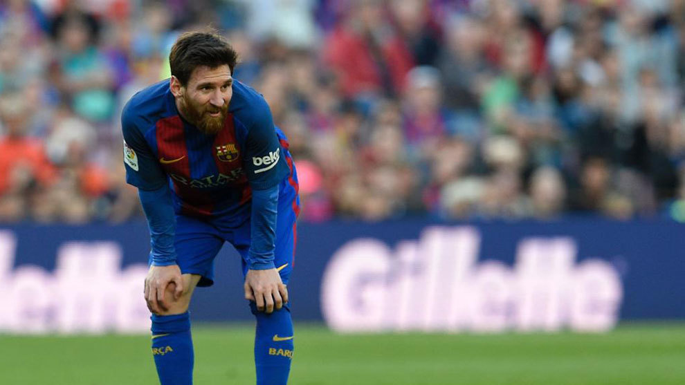 Messi durante el partido contra el Villarreal