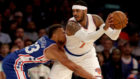 Carmelo Anthony (Knicks), defendido por Justin Anderson (Sixers)