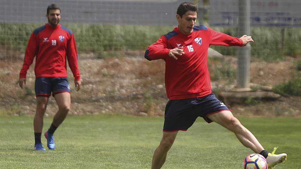 Soriano, durante un entrenamiento del Huesca durante  la semana pasada