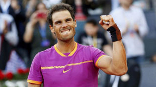 Rafa Nadal celebra su quinto triunfo en el Mutua Madrid Open.