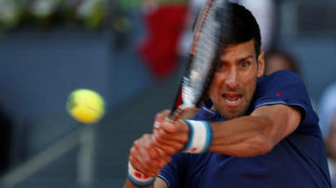 Novak Djokovic en las semifinales del Mutua Madrid Open ante Nadal.