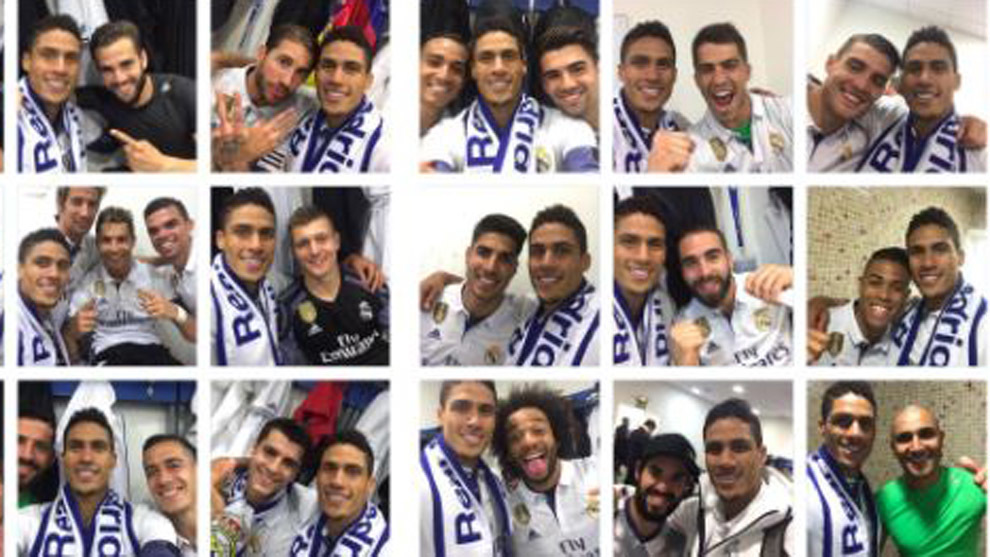 Los 18 selfies de Varane para celebrar la Liga con sus compañeros